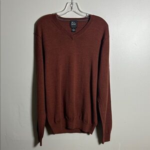 Jos. A. Bank Merino Wool Traveler Rustic Red V-Neck Sweater Men’s XL